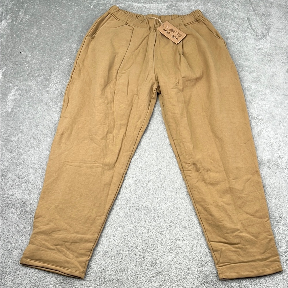 NEW The Simple Folk 8  Organic Cotton Womens Camel Brown Fleece Jogger Sweatpant